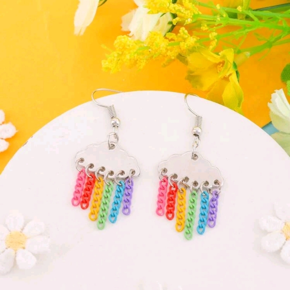 Rainbow cloud earrings
